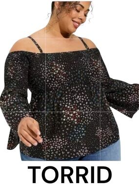 TORRID Women's Black Off-Shoulder Floral Smocked Top! Plus size 4X